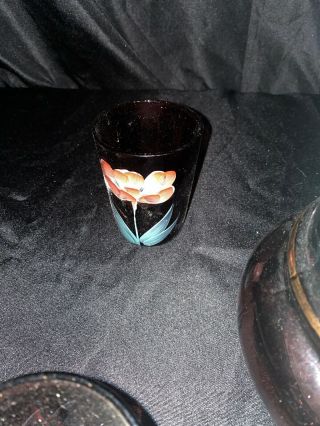 Vintage Victorian Amethyst Glass PITCHER TUMBLER Water LEMONADE SET Hand Painted 5