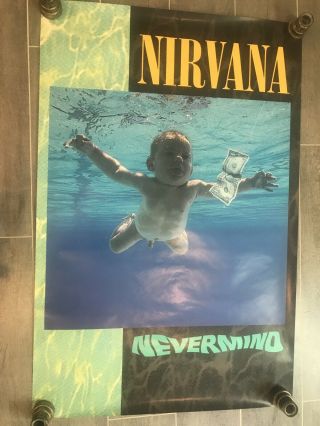 Nirvana Uncensored Nevermind 1991 Promotional Poster 35 X 23 Cobain