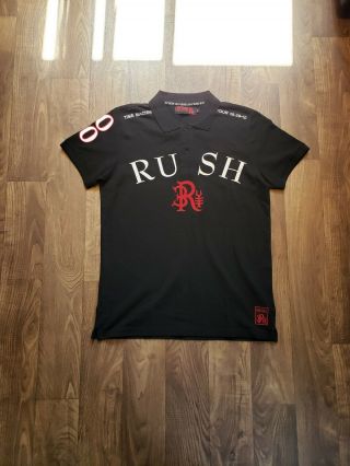Rush Time Machine 2010 World Tour Rock Concert Black Polo Shirt Men’s Large