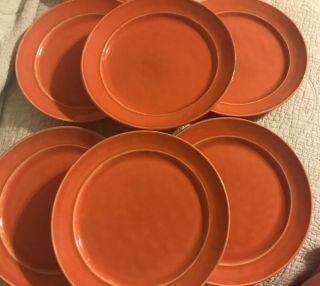 Pottery Barn Set Of 6 Cambria Persimmon Hand Crafted Salad Plates Portugal