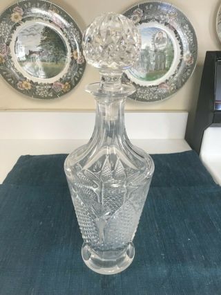 Rare Vintage 13 1/8 " Waterford Dunmore Cut Crystal Decanter W/cut Stopper Exclnt