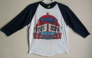 1981 Styx World Tour Paradise Theatre Concert T Shirt 50/50 Usa Men 