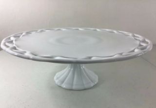 Vintage Pitman Dreitzer Colony Lace Milk Glass Pedestal Cake Plate Stand Wedding