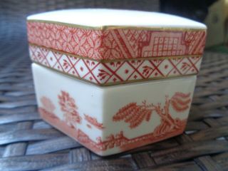 Royal Doulton Booths Red Real Old Willow Porcelain Trinket Box Rare