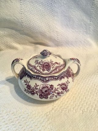 Vintage Crown Ducal Bristol Purple Sugar Bowl With Lid Rare Vguc