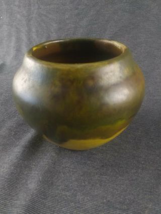 Antique Arts And Crafts Pottery Vase Great Matte Green Drip Glaze 2