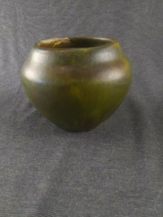 Antique Arts And Crafts Pottery Vase Great Matte Green Drip Glaze 3