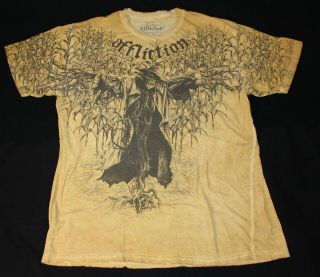 Rare Distressed Affliction Signature Series Korn Rock Band Scarecrow T Shirt Xxl
