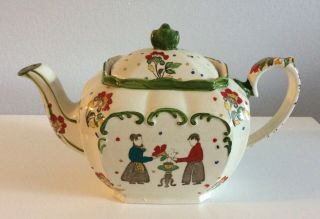 Sadler Very Rare Cube Teapot Folk - Art Hand - Painted Gentleman Courting A Lady