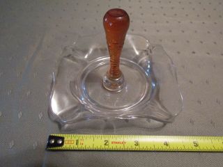 Cambridge Tally Ho Amber Center Handle,  Muddler,  Crystal Candy Dish,  1930s Deco