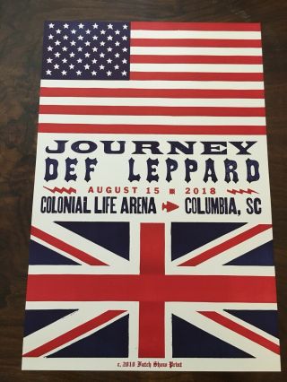 Journey And Def Leppard Colonial Life Arena Columbia Sc 2018 Poster Hatch Show