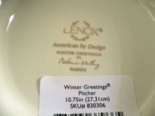 LENOX WINTER GREETINGS PITCHER 10.  75 