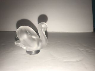 Lalique France Frosted Crystal Small Swan Bird Signed