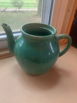Vintage Cornelison Pottery (bybee Kentucky) Green Glazed Coffee Pot No Lid 6”