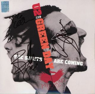 U2 & Green Day Bono,  Billy & Tre Cool Signed Cd Single The Saints Are Coming