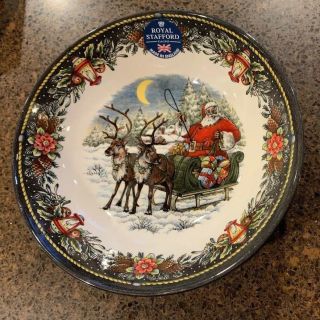 Royal Stafford 4 Christmas Santa Claus Sleigh Deer Lantern Soup Salad Bowls Bowl