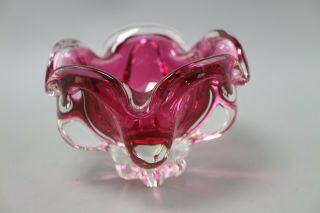 Vintage Murano Pink Cased Art Glass Mid Century Decorative 1