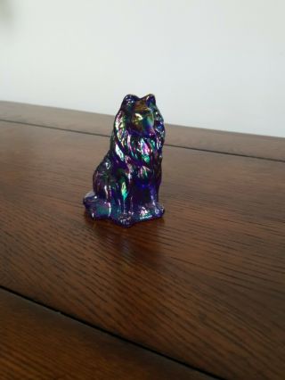 Mosser Glass Collie/sheltie Purple Carnival Glass Dog Figurine