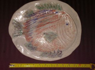 Vintage Jim Gay Studio ' 92 signed MCM pottery fish platter/plate 5