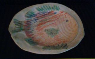 Vintage Jim Gay Studio ' 92 signed MCM pottery fish platter/plate 6