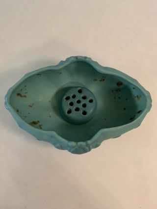 Vintage Antique Van Briggle Pottery Planter And Flower Frog Blue Tulip 3