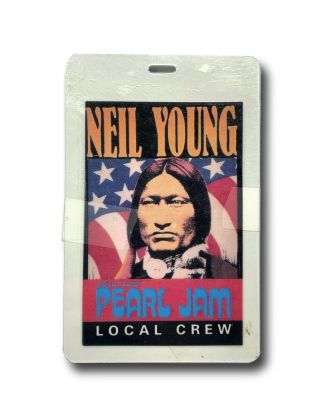 Pearl Jam Neil Young Authentic Local Crew Backstage Concert Pass - Band Tour