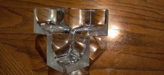 Daum France Crystal Geometric Triple Cube Sculpture Modern Abstract Dish.