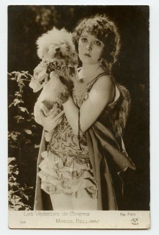 1920s Vintage Movie Film Star Madge Bellamy W/ Poodle French Photo Postcard