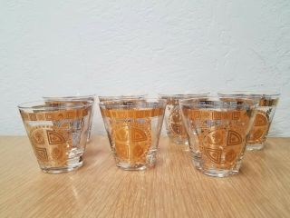 Culver Gold Mid Century Coronet Hollywood Regency Flared Rock Lowball Glasses