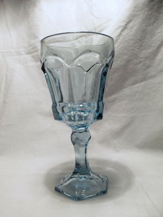 8 Vintage Fostoria Crystal Light Blue Water Goblet Glass Virginia