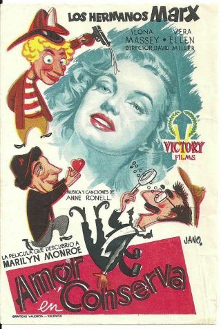 Love Happy Marx Brothers Marilyn Monroe Spanish Herald Mini Poster