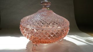 Westmoreland Glass Pink Hobnail Covered Candy Eh - 69 Nos