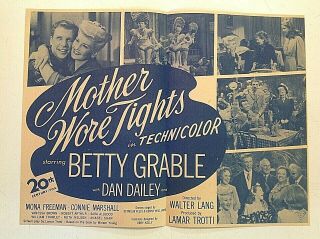 Vintage 1947 Movie Herald Mother Wore Tights Betty Grable Connie Marshall 20 Fox