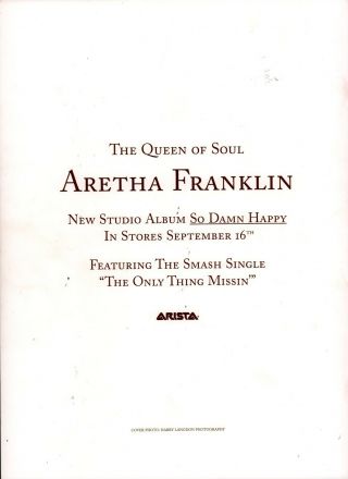 ARETHA FRANKLIN 2003 THE QUEEN IS ON TOUR CONCERT PROGRAM BOOK / NMT 2 6