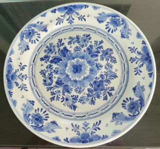 Royal Delft De Porceleyne Fles Wall Plate Floral Decor Blue White 565 10 " Po