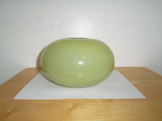 Vintage " Henry Dean - Translucent Green - Lama Glass Vase - Antwerp,  Belgium,  Signed "