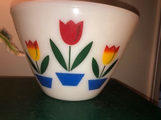 Vintage Fire King Large 9.  5” Tulip Stacking Mixing Bowl 6 " Tall