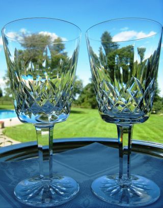 Waterford Irish Crystal.  Lismore.  7 " Water / Red Wine Glasses.  Set Of Two.