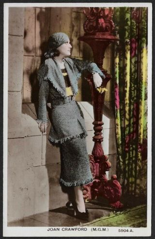 Vintage 1930s British Rppc Real Photo Postcard Hand - Tinted Stylish Joan Crawford