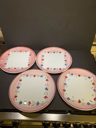 Four (4) Caleca Petali Pink Dinner Plates Made In Italy 11 1/4 " Rare Ship