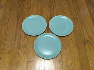 Set Of 3 Vintage Catalina Rancho Satin Green 10 1/4” Dinner Plates