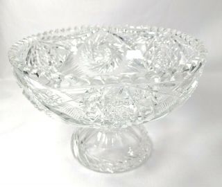 Antique Cut Glass Pedestal Fruit Bowl American Brilliant Period Abp 8 " W X 5.  5 " H