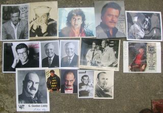 16 Autograph Photos Of Actors & Singers - Mel Gibson,  Frankie Lane,  Eddie Bracken,  14