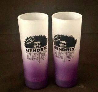 Jimi Hendrix " Electric " 4 Inch Shot Glasses (2) - With A Twist Of Purple Haze