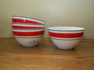 Nwt Kate Spade Arbor Village Red All Purpose/cereal 6 " Bowls Lenox - Set Of 4