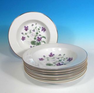 Heinrich Selb Bavaria Set (7) Violet China Soup Cereal 7 ¾ " Porcelain Bowls Exc