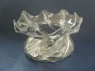 Lovely Antique Art Nouveau Hand Blown Clear Colourless Glass Posy Vase Or Bowl
