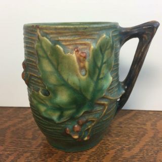 Vintage Roseville Art Pottery Bushberry Green Cider 3 3/4 " Mug Cup Single
