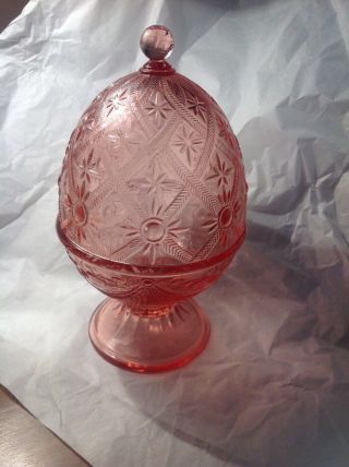 Stunning Pink Glass Candy Dish Very Old