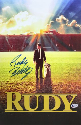 Notre Dame Rudy Ruettiger Authentic Signed 11x17 Rudy Mini Movie Poster Bas
